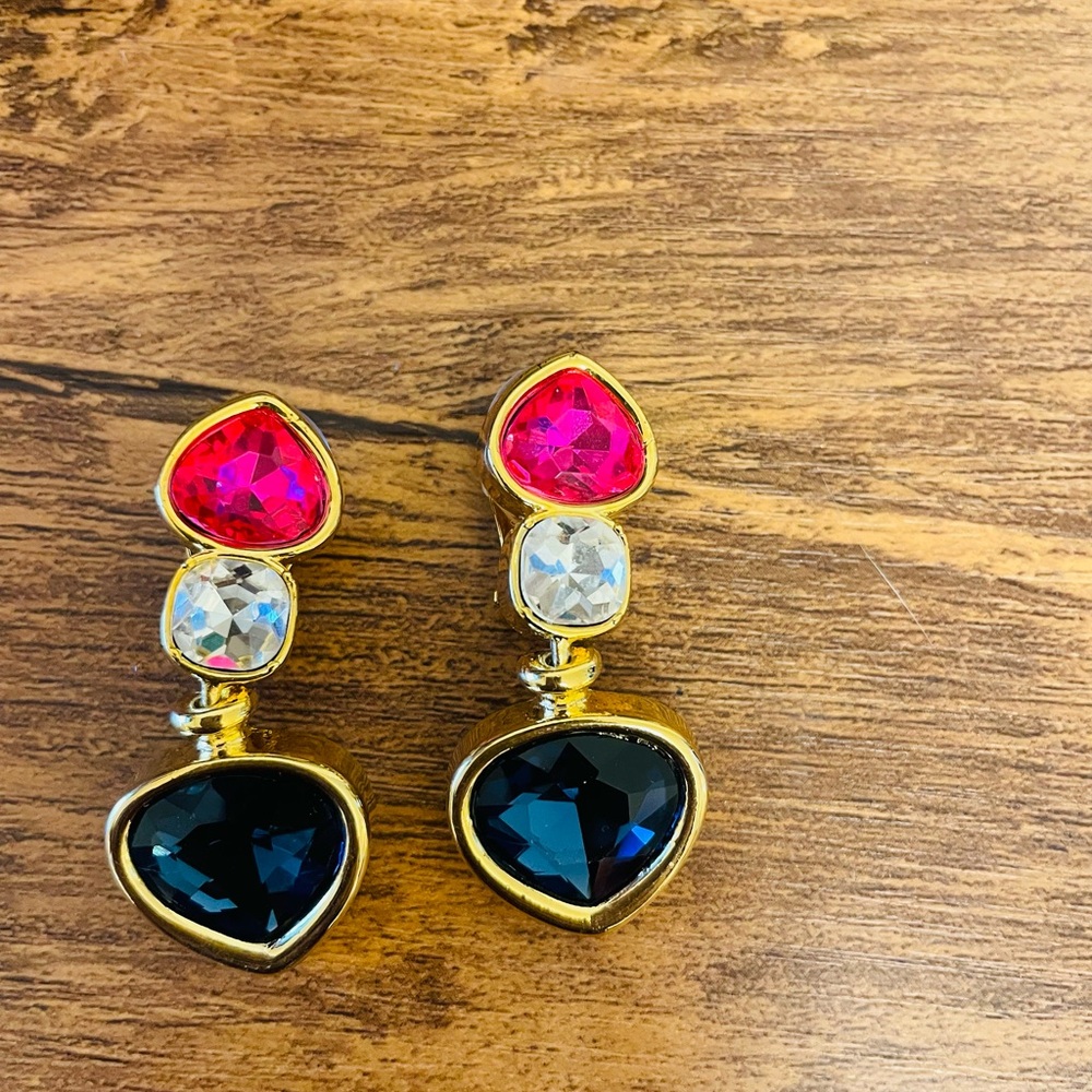 Vintage brand inspired Dangle Clip-On Earrings